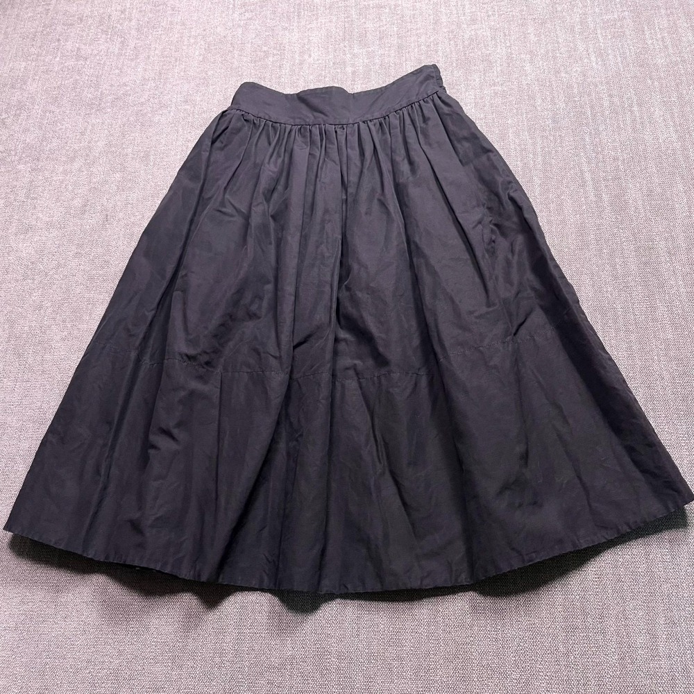 Kate Spade A Line Skirt Womens 2 Black Cotton Pleated Back Tie Casual Outdoor